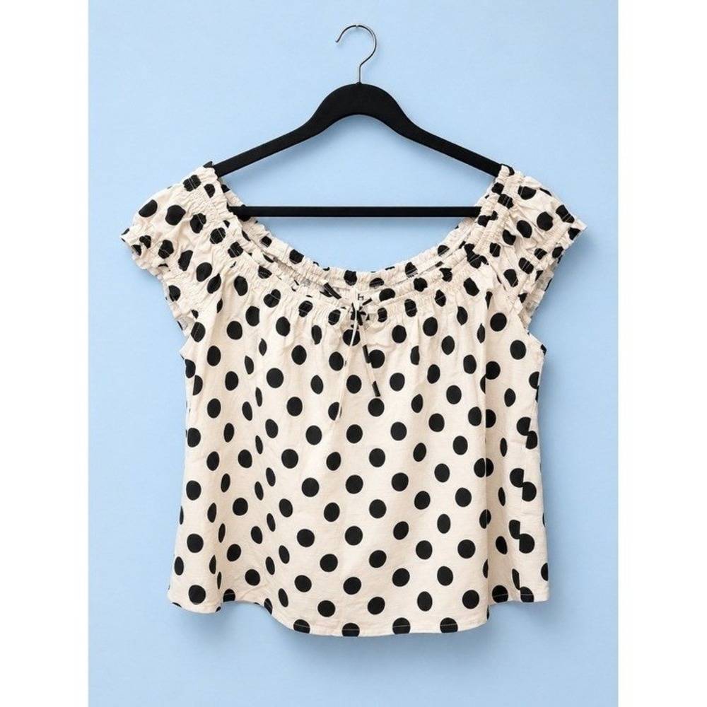 BIBi Polka Dot Off The Shoulder Ruffle Blouse XL - Picture 3 of 10